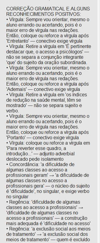 Correção gramatical